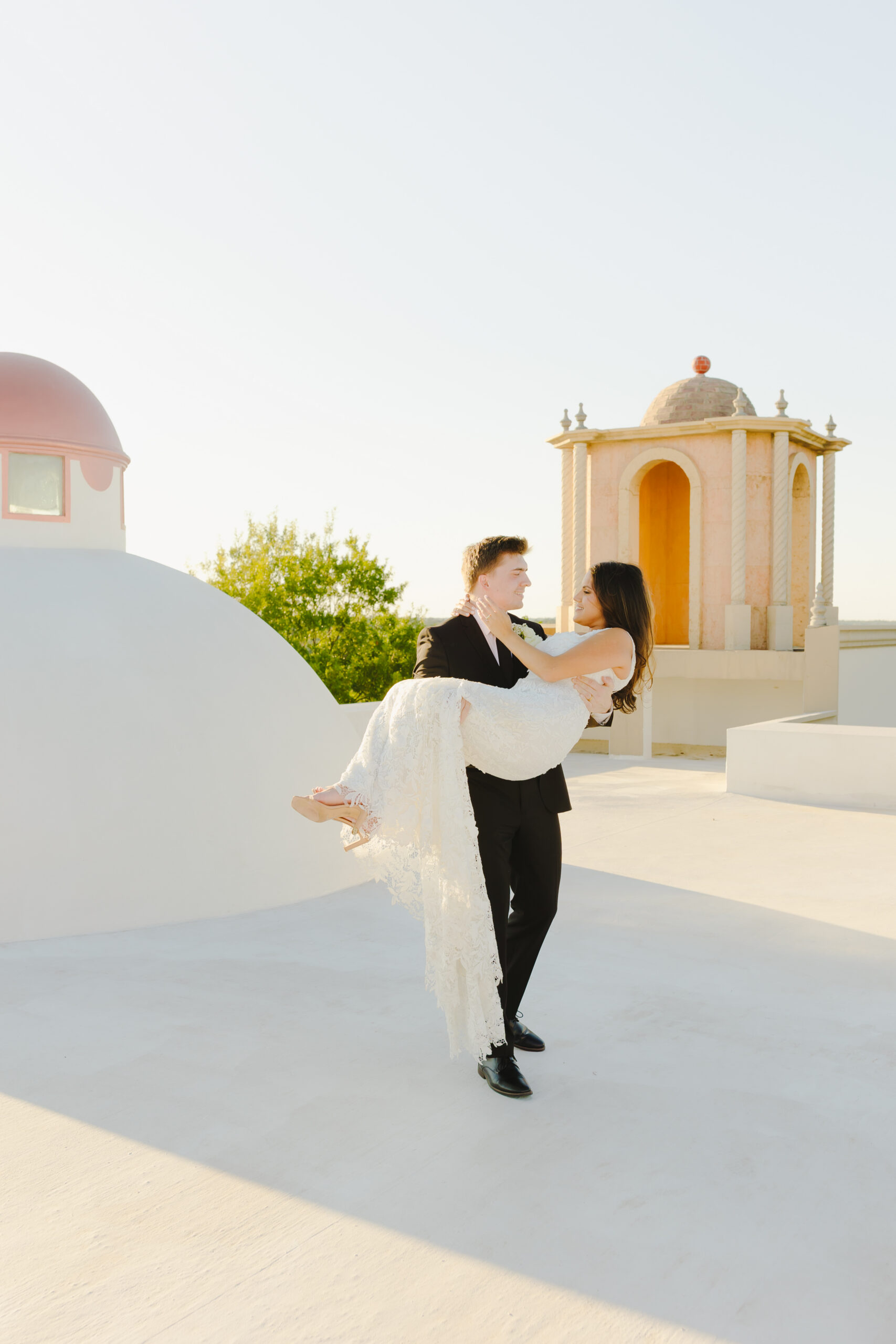 Bride and groom portrait at Stoney Ridge Villa in Azle Texas